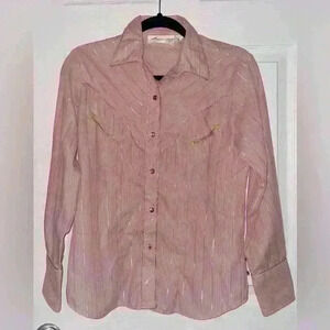 Avante West Vintage Ladies Pink Long Sleeve Pearl Snap Western Wear, small